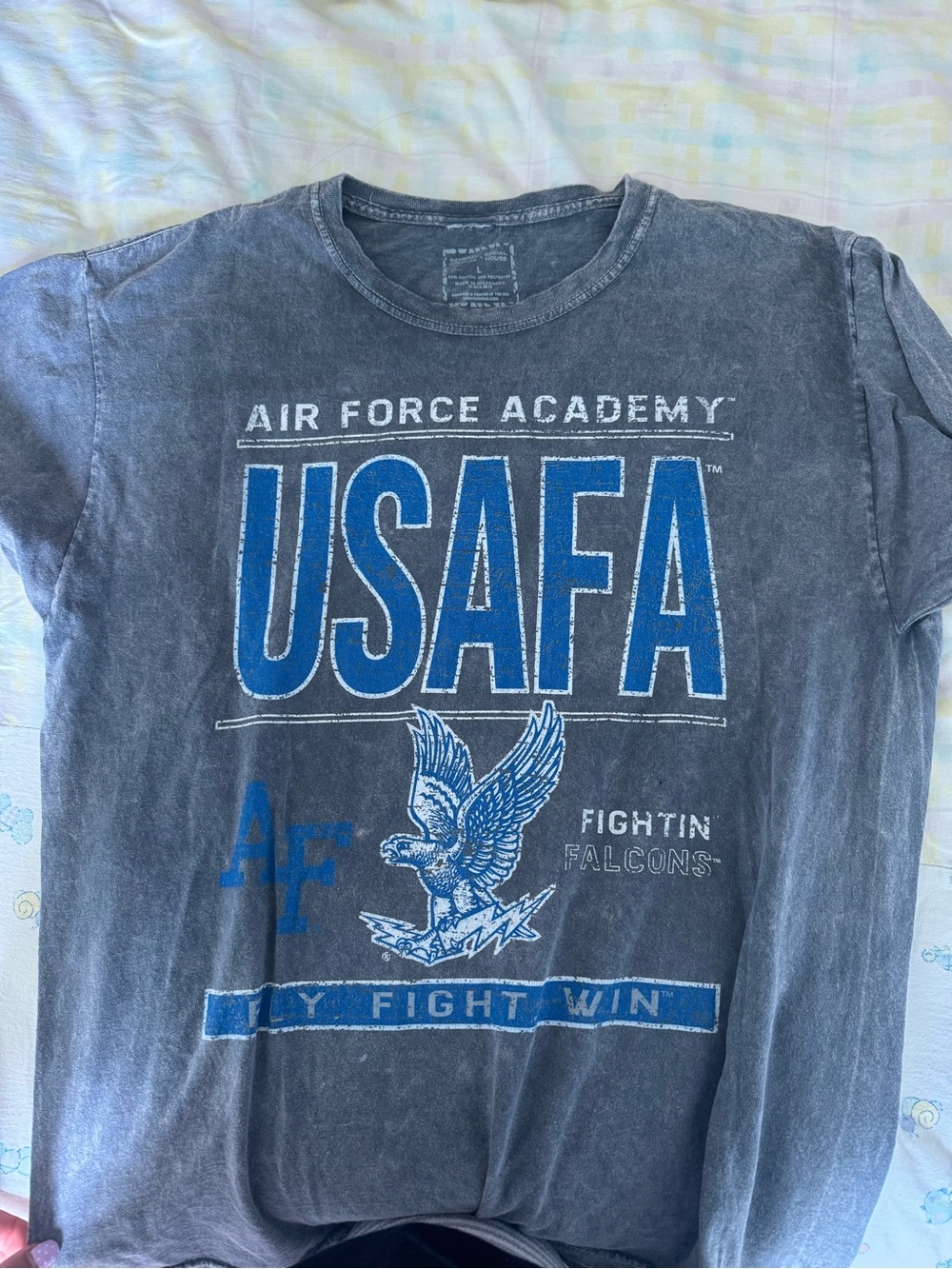US Air Force Academy USAFA Graphic Tee - Blue on Charcoal